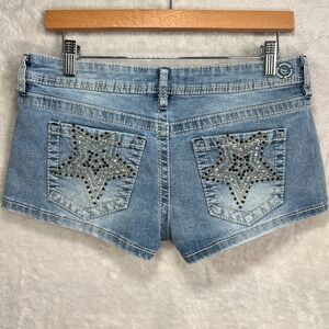 Y2K Women's Denim Shorts with Star Embellishments Micro Size 28 Bratz Grunge